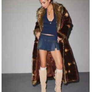 Urban Outfitters Long Faux Fur Trim Longline Coat